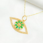 Load image into Gallery viewer, 14K Solid Gold Diamond Evil Eye Charm with Gemstones. GDP639