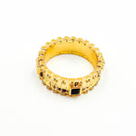 Load image into Gallery viewer, Buy 14K Solid Yellow Gold Diamond and Blue Sapphire Band Ring