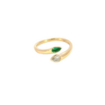 Load image into Gallery viewer, 14k Solid Gold Emerald and Diamond Drops Ring.