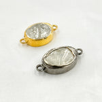 Load image into Gallery viewer, Polki Diamond &amp; 925 Sterling Silver Black Rhodium and Gold Plated Big Connector. DC940B
