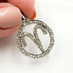Load image into Gallery viewer, DC379. Diamond Sterling Silver Round Aries Zodiac Pendant