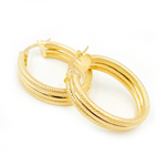 Load image into Gallery viewer, 14K Solid Gold Smooth and Textured Oval Hollow Hoop Earrings