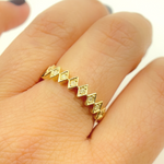 Load image into Gallery viewer, 14K Solid Yellow Gold Rhomb Diamond Band Ring.