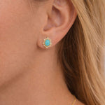 Load image into Gallery viewer, CE96209TQ6X4. 14k Solid Gold Diamond and Turquoise Stud Earrings