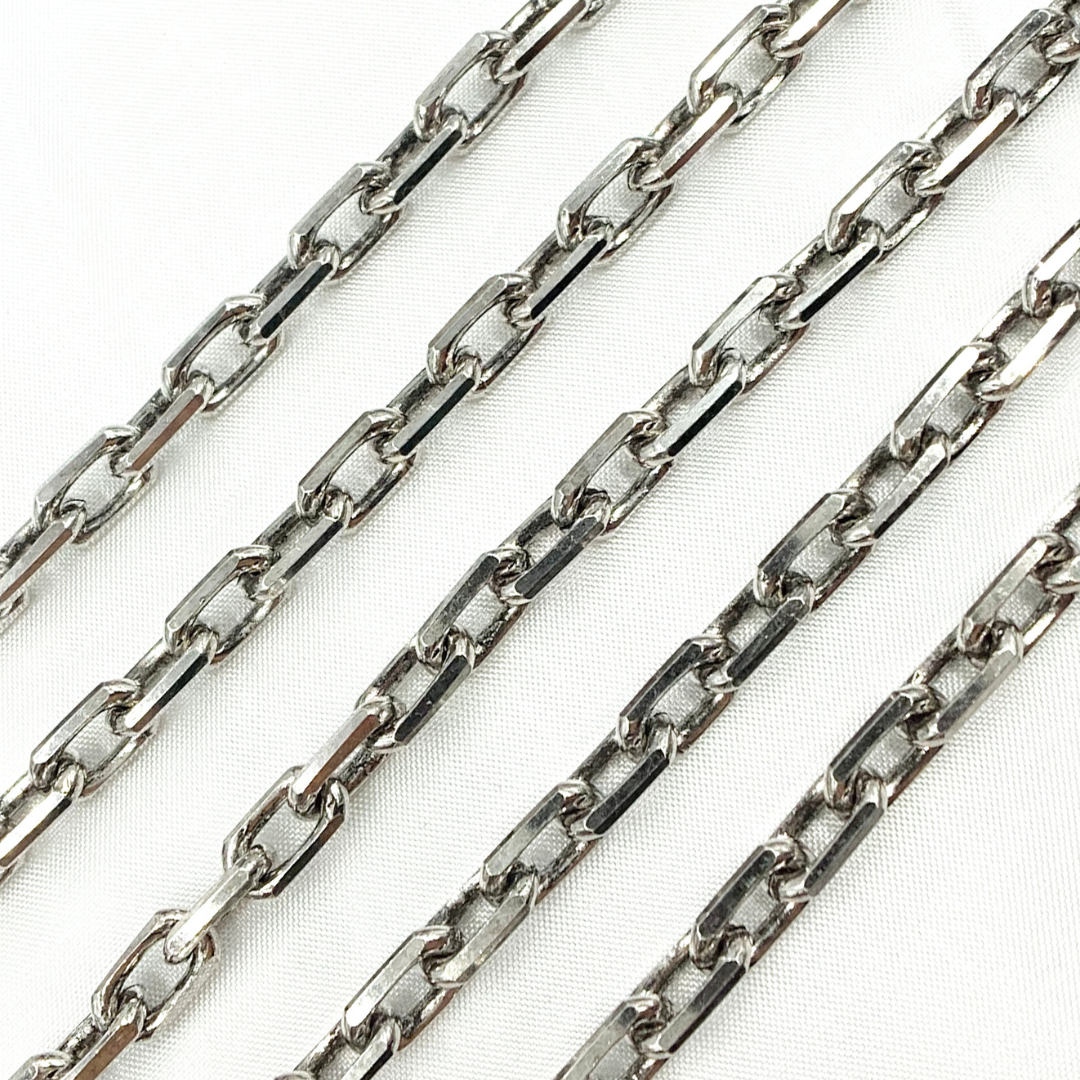 Oxidized Sterling Silver Diamond Cut Oval Link Chain