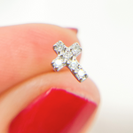 Load image into Gallery viewer, ER413908W. 14k Solid White Gold Diamond Cross Studs