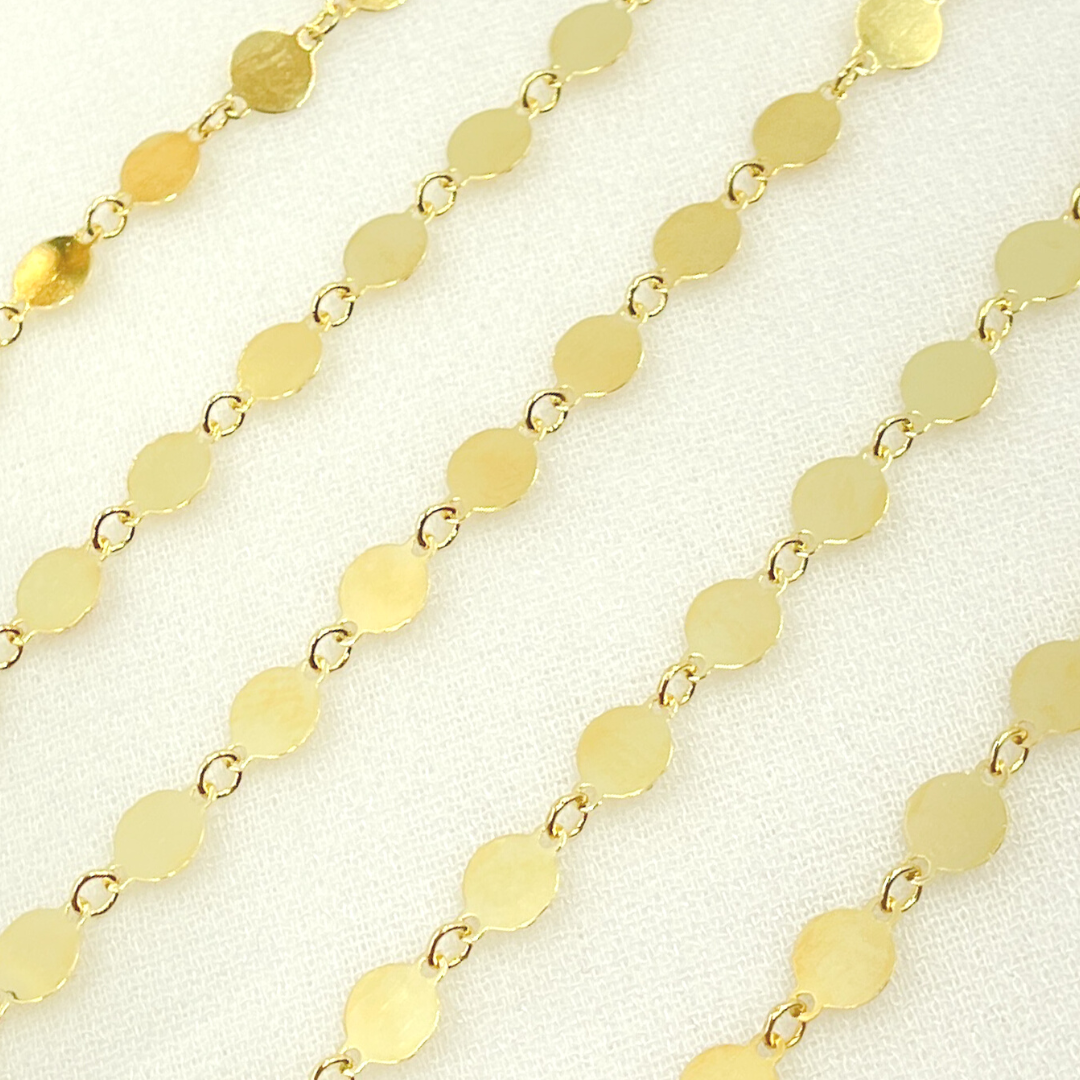 Gold Plated 925 Sterling Silver Flat Disc Chain. V65GP