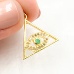 Load image into Gallery viewer, Diamond Silver Triangle Eye Pendant with Gemstone