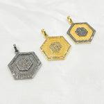 Load image into Gallery viewer, DP410. Diamond Sterling Silver Hexagon Pendant