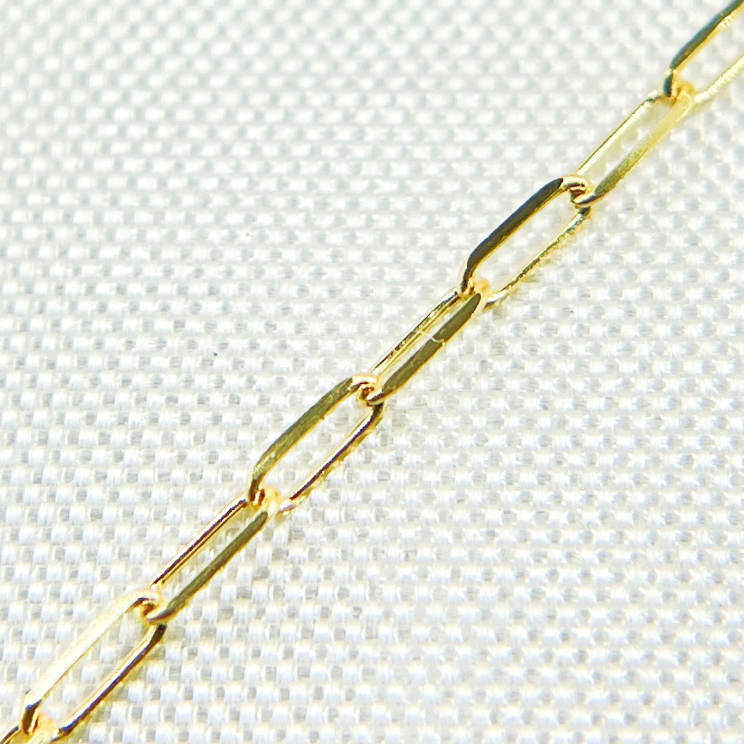 14k Solid Gold Diamond Cut Paper Clip Chain. 027FVBFVT5byft