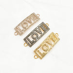 Load image into Gallery viewer, Pave Diamond &amp; 925 Sterling Silver Two Tone and Gold Plated Rectangle Love Connector. DC592
