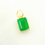 Load image into Gallery viewer, 14K Gold Emerald Rectangle Charm