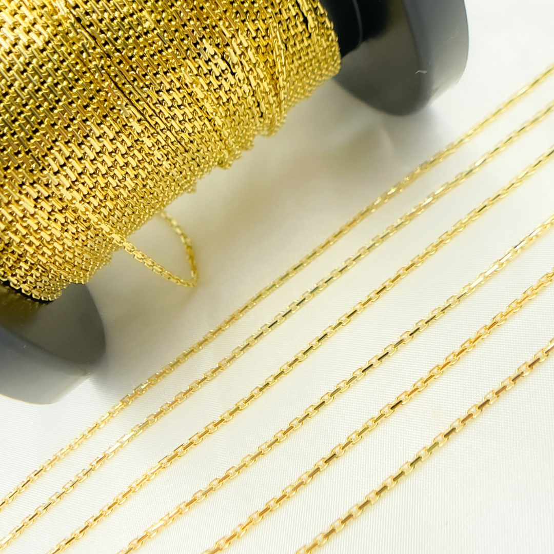 14k Solid Yellow Gold Box Link chain by Foot