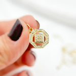 Load image into Gallery viewer, 14K Solid Gold Diamond Octagon Charm