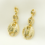 Load image into Gallery viewer, GER86. 14K Solid Gold Puffed Mariner Diamond Cut Link Earrings