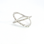 Load image into Gallery viewer, 14k Solid Gold Diamond Criss Cross Ring.