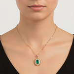 Load image into Gallery viewer, CP96735EM8X6. 18K Solid Gold Diamond & Emerald Pendant