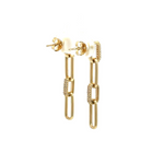Load image into Gallery viewer, EFC51944. 14K Solid Gold and Diamonds Paper Clip Dangle Earrings