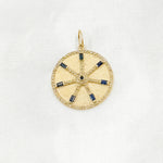 Load image into Gallery viewer, 14K Solid Gold Diamonds Circle Charm with Lines and Gemstones. GDP567