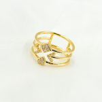 Load image into Gallery viewer, 14k Solid Gold Diamond Arrows, Heart and Rhomb Ring.