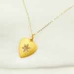 Load image into Gallery viewer, 14K Solid Gold Heart Charm with Diamonds. GDP236