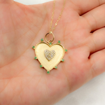 Load image into Gallery viewer, 14K Solid Gold Heart Charm with Diamonds and Gemstones. CGDP23
