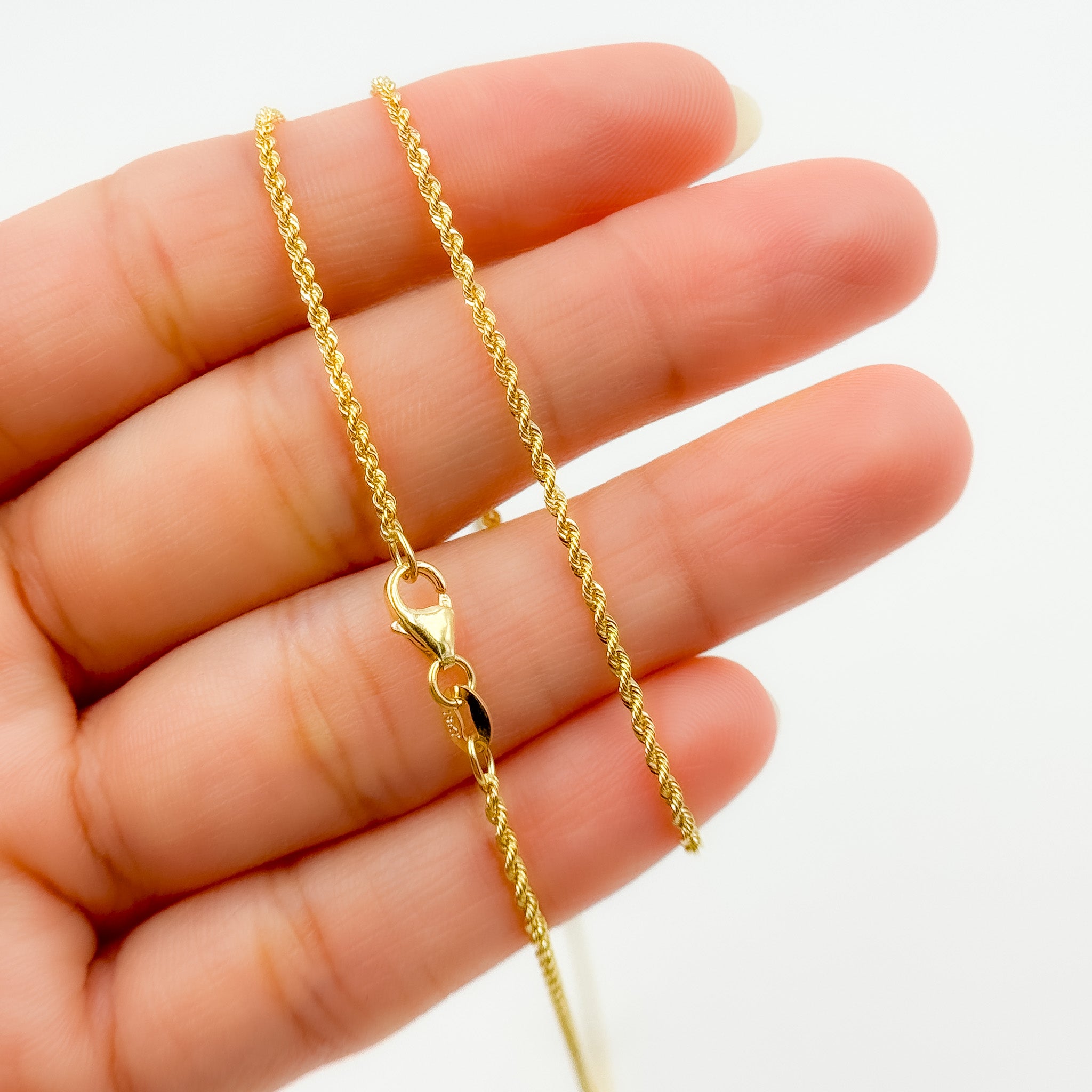 18K Solid Yellow Gold Rope Chain