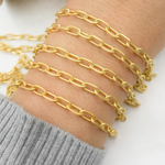 Load image into Gallery viewer, Gold Plated Matt 925 Sterling Silver Diamond Cut Paperclip Link Chains