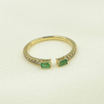 Load image into Gallery viewer, 14K Solid Gold Diamond & Emerald Ring.