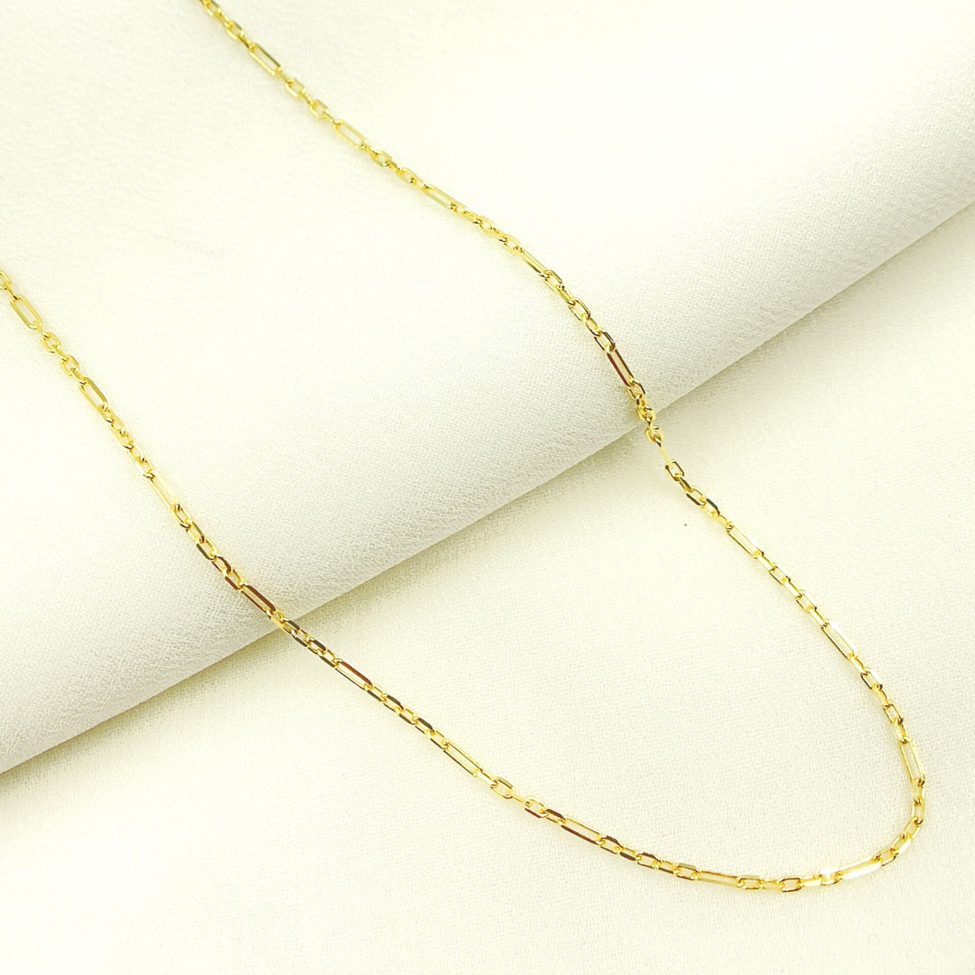 Solid Yellow Gold Diamond Cut Marina Link Chain