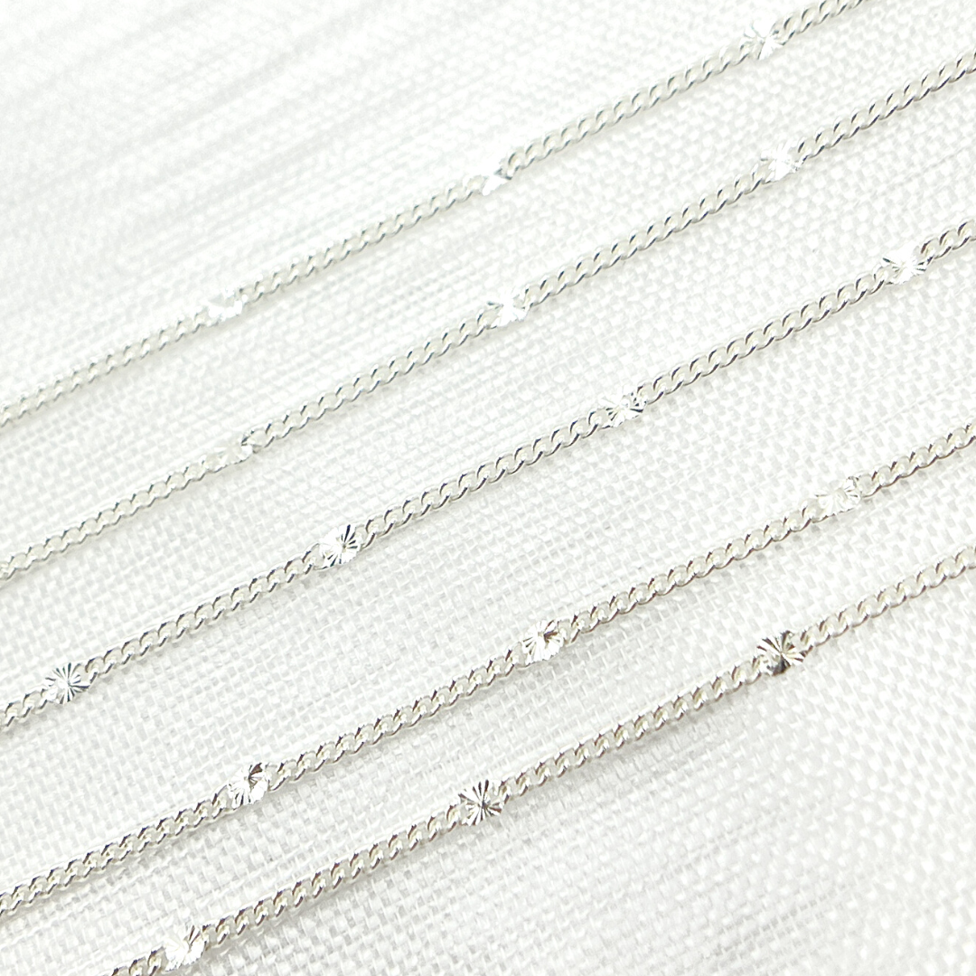 70S3SS. 925 Sterling Silver Satellite Curb & Diamond Cut Marina Link Chain