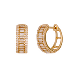 Load image into Gallery viewer, EHH57405. 14K Solid Gold Baguette Diamond Round Hoop