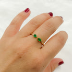 Load image into Gallery viewer, 14K Solid Gold Gemstone 2 Drop Open Ring.