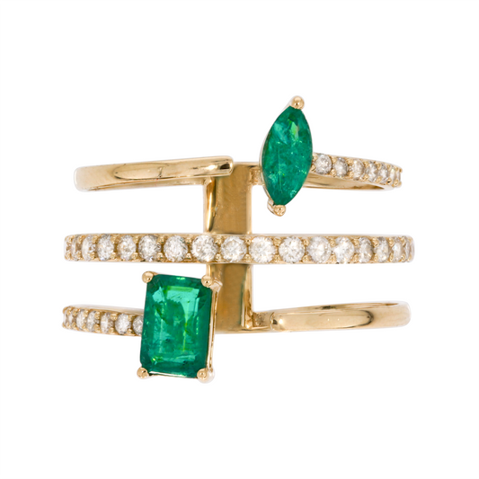 14K Solid Gold Diamond and Gemstone Ring