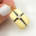 Load image into Gallery viewer, Buy Now Silver Rectangle Enamel Pendant with Gemstone