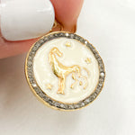 Load image into Gallery viewer, Silver Round Leo Zodiac Enamel Pendant