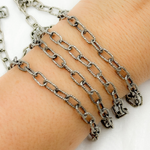 Load image into Gallery viewer, V137DCOX. Oxidized Sterling Silver Round Hammered Paperclip Chain