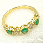 Load image into Gallery viewer, 14K Solid Gold Diamond and Emerald Ring.