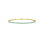 Load image into Gallery viewer, BNE68166TQ. 14K Solid Yellow Gold Diamond and Turquoise Bangle
