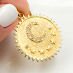 Load image into Gallery viewer, Silver Round Moon and Stars Pendant