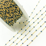 Load image into Gallery viewer, 14K Solid Yellow Gold Enamel Black Color Cable Chain