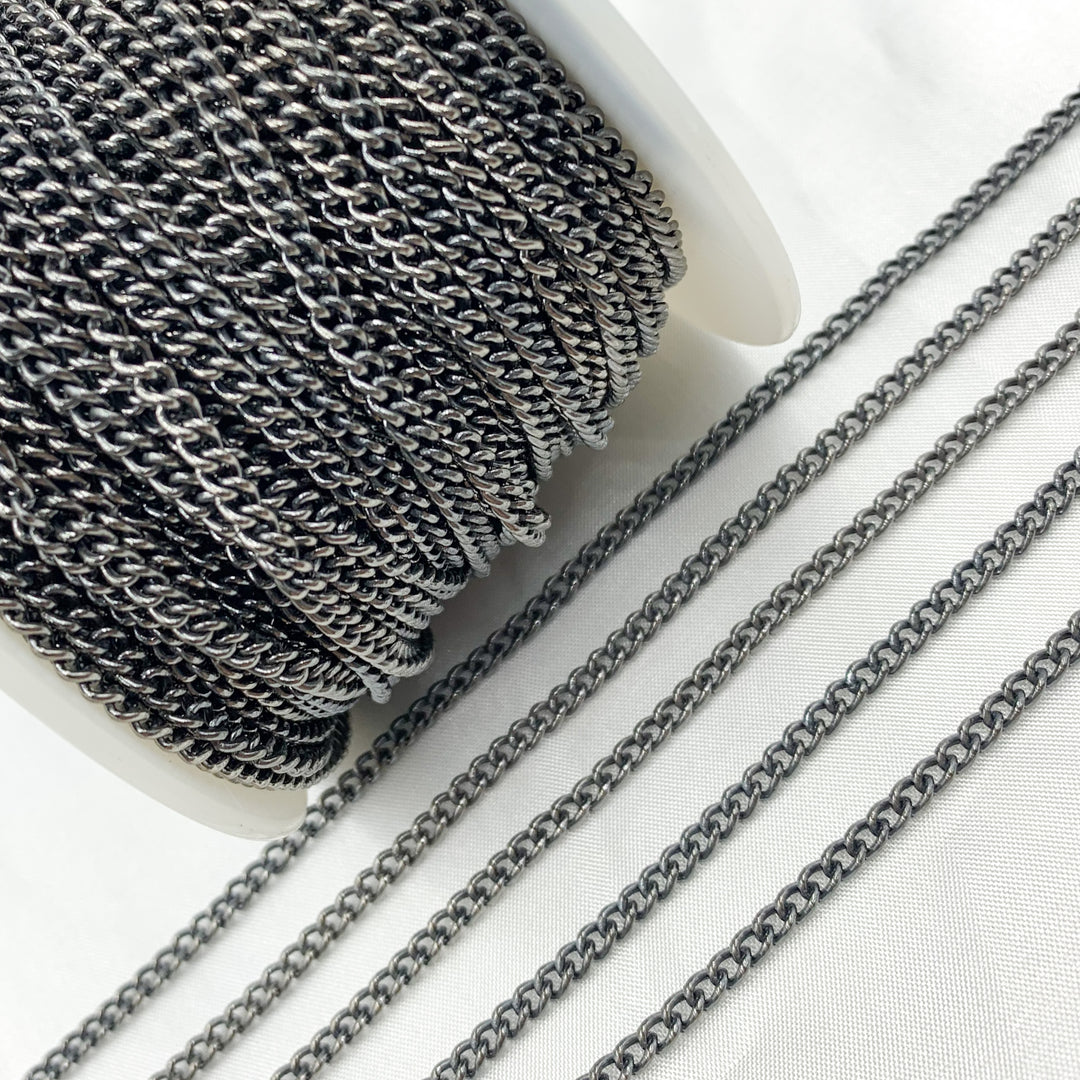 Y1OX. Oxidized Sterling Silver Curb Chain