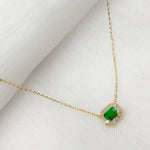 Load image into Gallery viewer, 14K Solid Gold Octagon Emerald Fancy Tiny Necklace