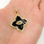 Load image into Gallery viewer, Sterling Silver Flower Shape Enamel Pendant with Gemstone