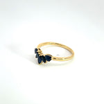Load image into Gallery viewer, 14k Solid Yellow Gold Blue Sapphire Flower Ring.