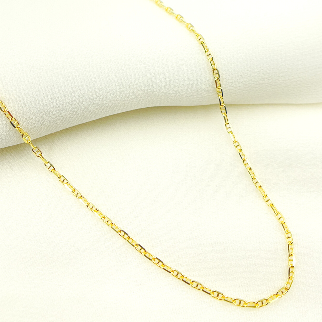 14K Solid Yellow Gold Diamond Cut Marina Link Chains
