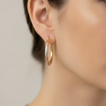 Load image into Gallery viewer, GER72. 14K Gold Tri-Color Hollow Hoop Earrings with Engraved Tornado Design