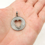 Load image into Gallery viewer, DP344. Diamond Sterling Silver Round Heart Pendant