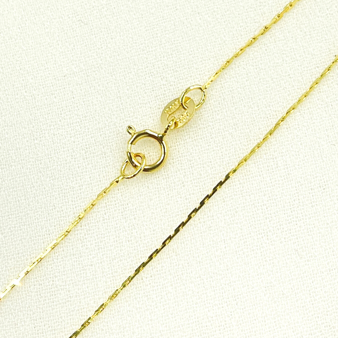 14k Solid Yellow Gold Solid Rectangular Box Chain