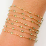 Load image into Gallery viewer, V250-OP3GF. Gold Filled Green Shade Color Opal Enamel Cable Chain